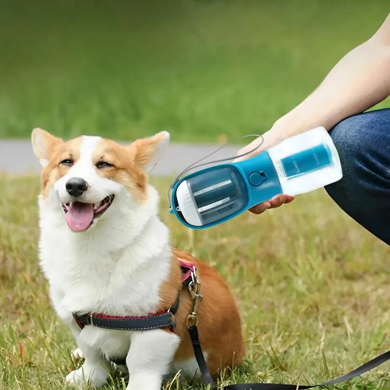 All-in-One Pet Travel Essentials: Water, Food & Waste Bag Dispenser