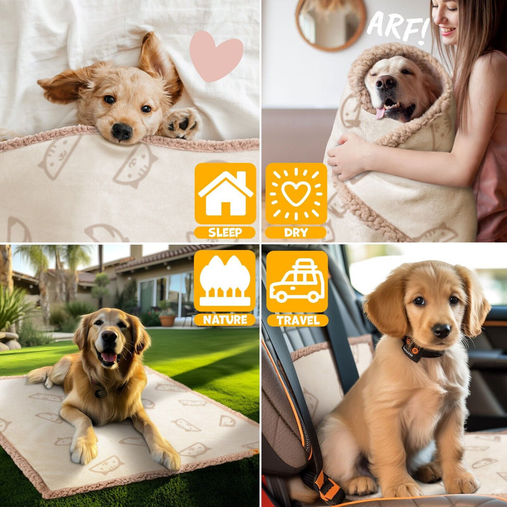 Waterproof Fleece Pet Mat + 3 Toy Bones