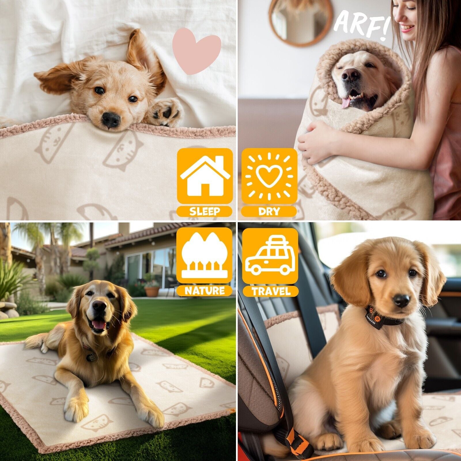 Waterproof Fleece Pet Mat + 3 Toy Bones