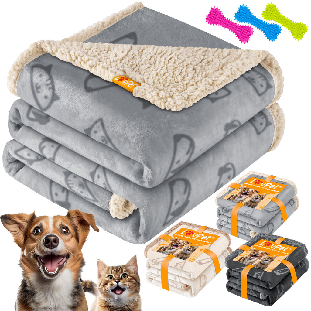 Waterproof Fleece Pet Mat + 3 Toy Bones