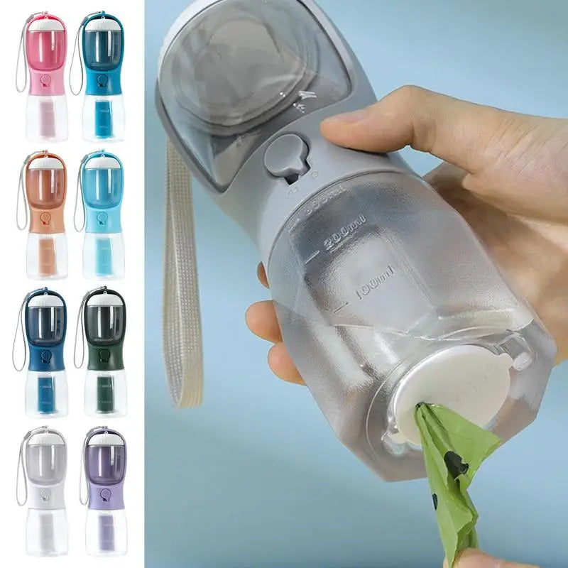 All-in-One Pet Travel Essentials: Water, Food & Waste Bag Dispenser